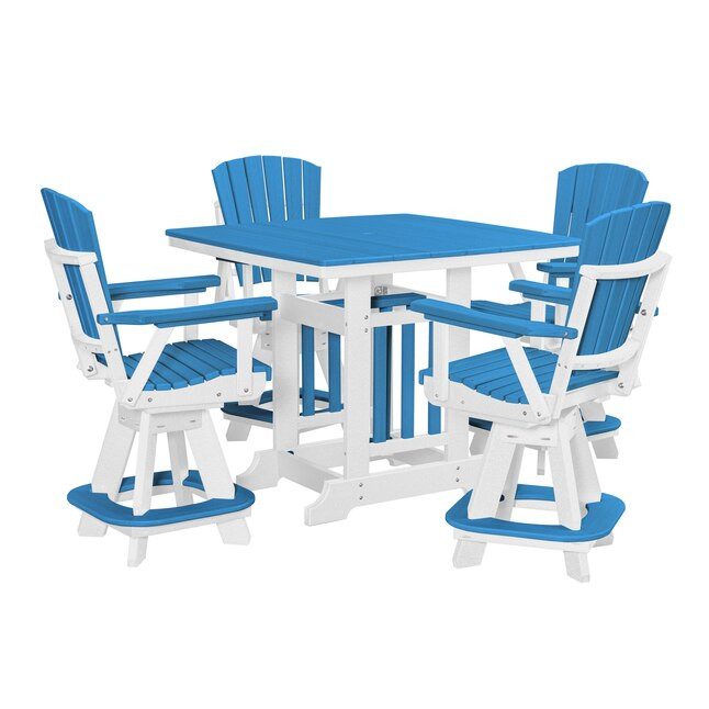 American Furniture Classics Adirondack 5 -Piece Black Counter height HDPE Square Table with 4 Swi... | Lowe's