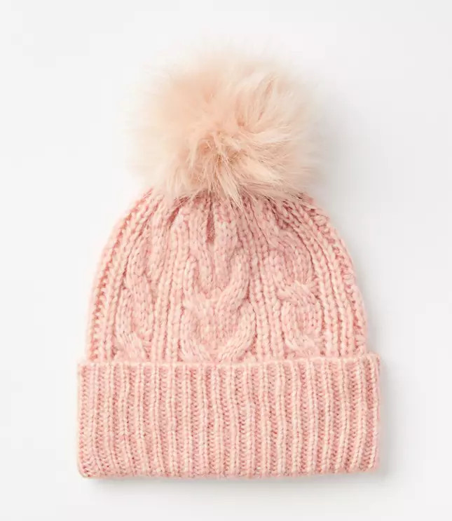 Cable Pom Pom Beanie | LOFT