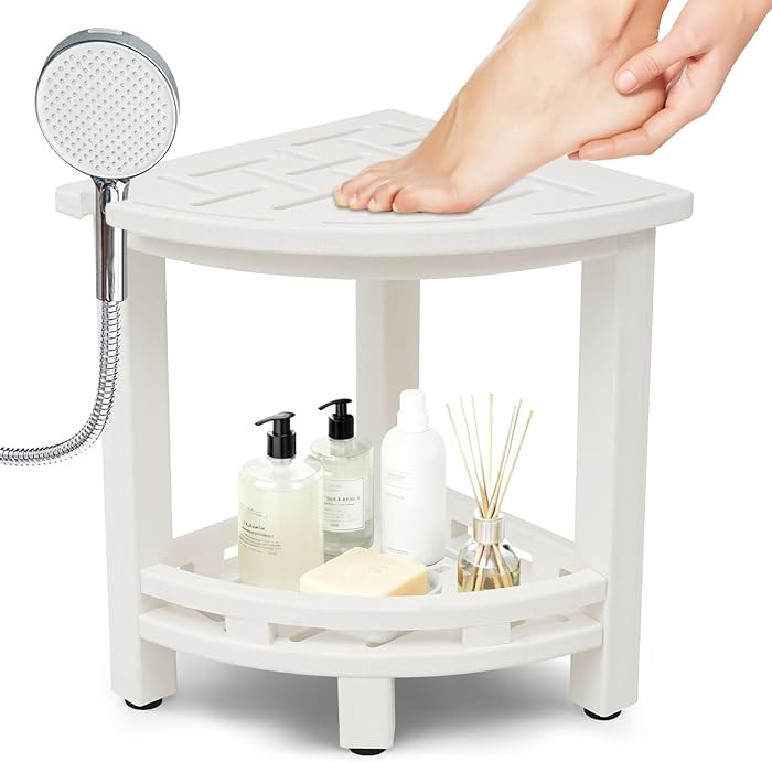 KALUMOON Corner Shower Stool, HDPE Waterproof Shower Bench for Inside Shower, Small Shower Chair ... | Amazon (US)