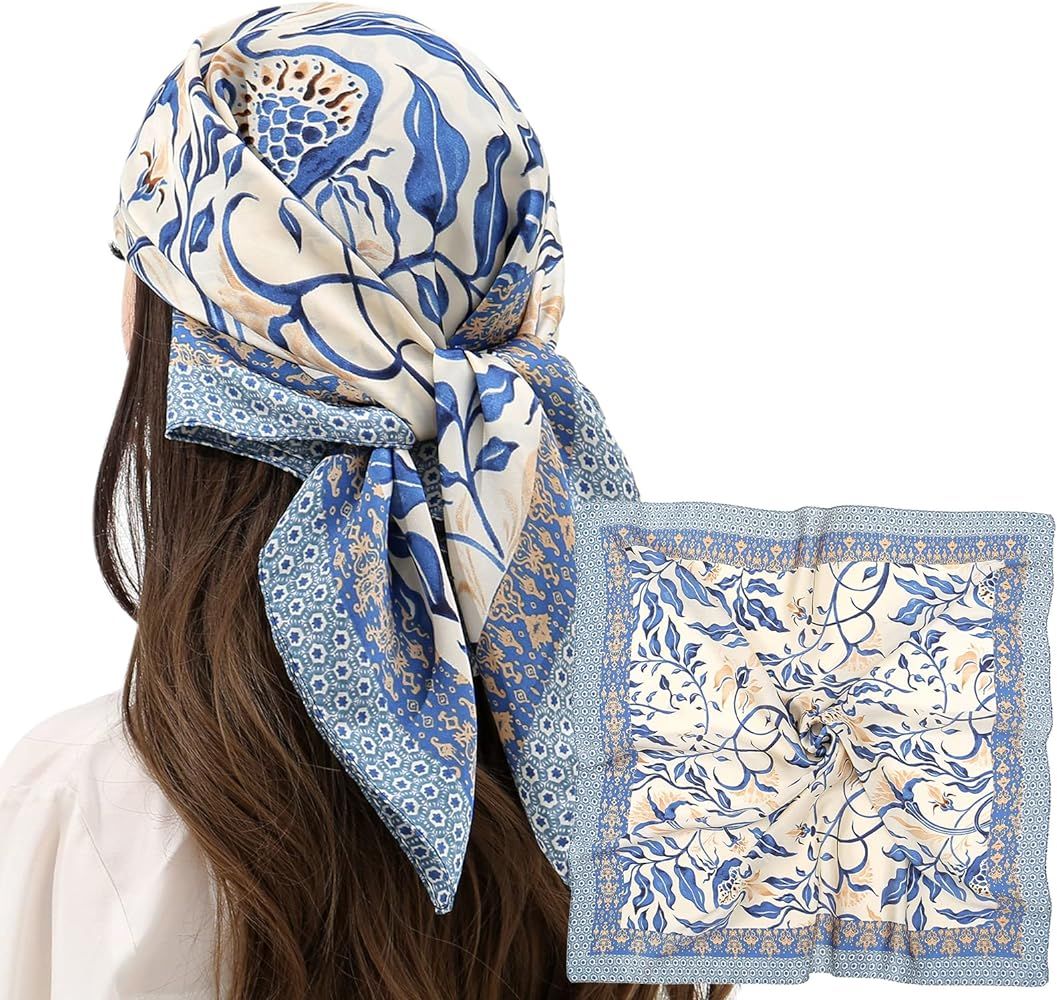 RIIQIICHY Women Head Hair Scarf Like Satin Silk Scarf Sleeping Hair Wrapping Night 27.5" | Amazon (US)