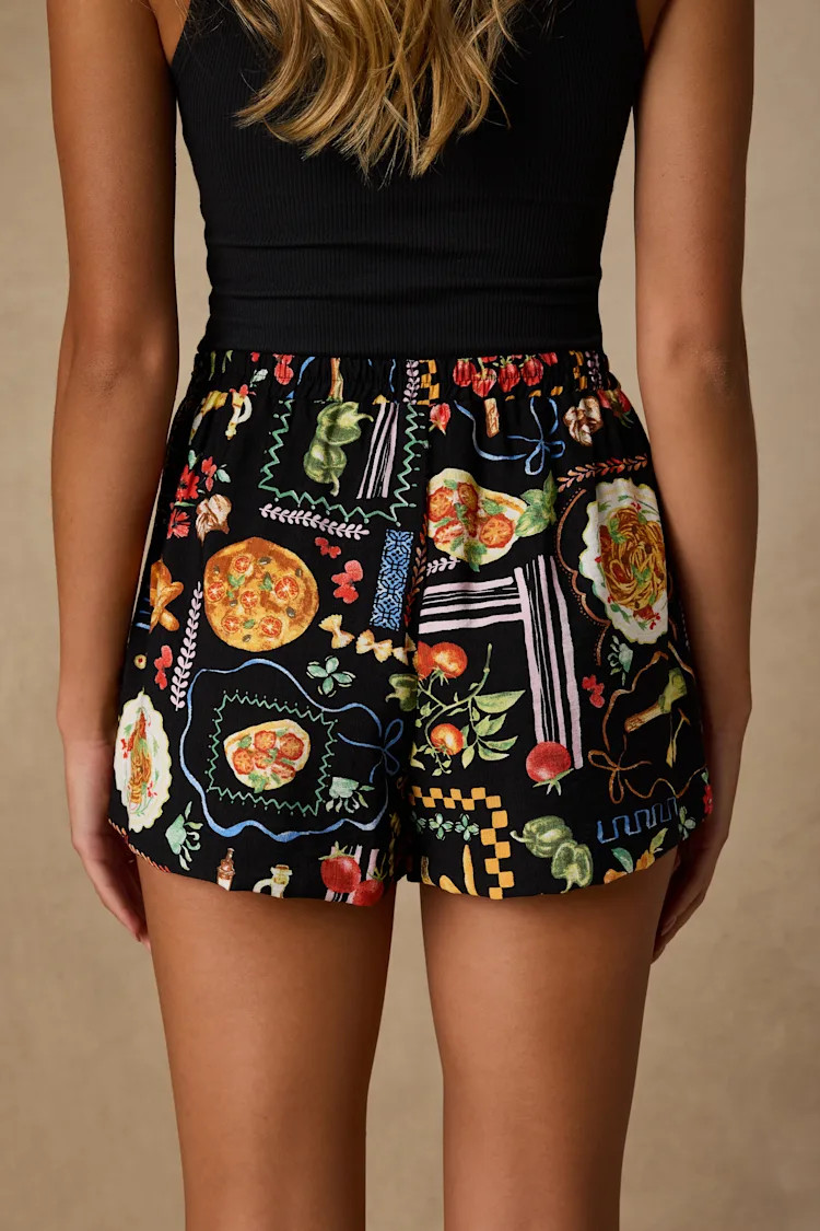 Ciao Bella Black Multi Convo Print Mid-Rise Shorts | Lulus