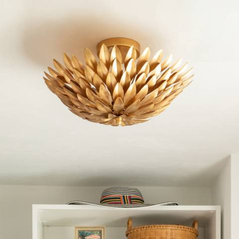 Crystorama Broche 16" Wide Antique Gold Ceiling Light - #7T148 | Lamps Plus | Lamps Plus