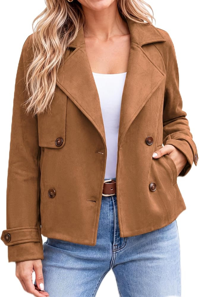Simplee Womens Faux Suede Casual Fall Long Sleeve Jacket | Amazon (US)