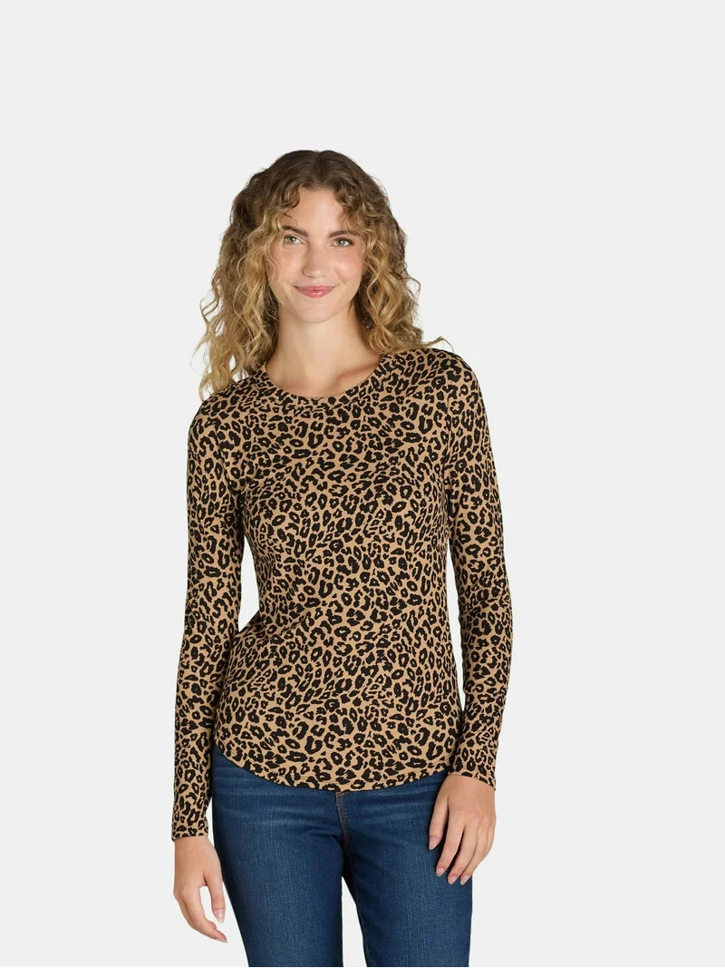 No Boundaries Ribbed Crewneck Tee with Long Sleeves, 1 or 2-Pack, Women's | Walmart (US)