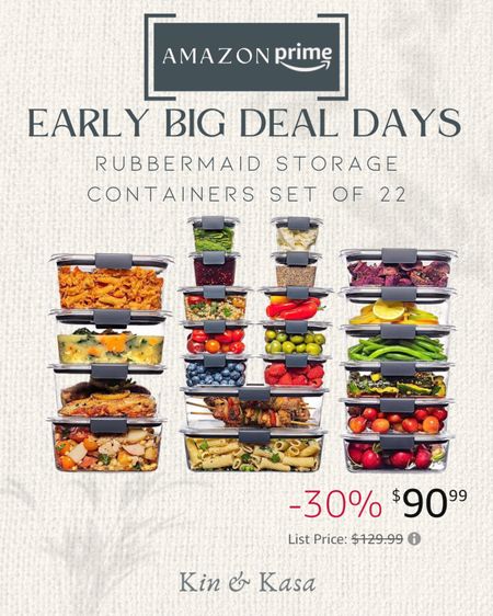 Amazon Early Prime Big Deal Days, Rubbermaid Storage Container Set of 22 

Click down below to shop Early Prime Day Deals !

#primeday #amazonfinds #kitchengadgets #bigdealsays #Storageideas 

#LTKxPrime #LTKhome #LTKsalealert