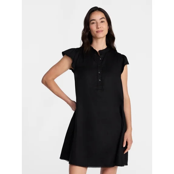 Time and Tru Women's Flutter Sleeve Mini Dress, Sizes XS-XXXL | Walmart (US)