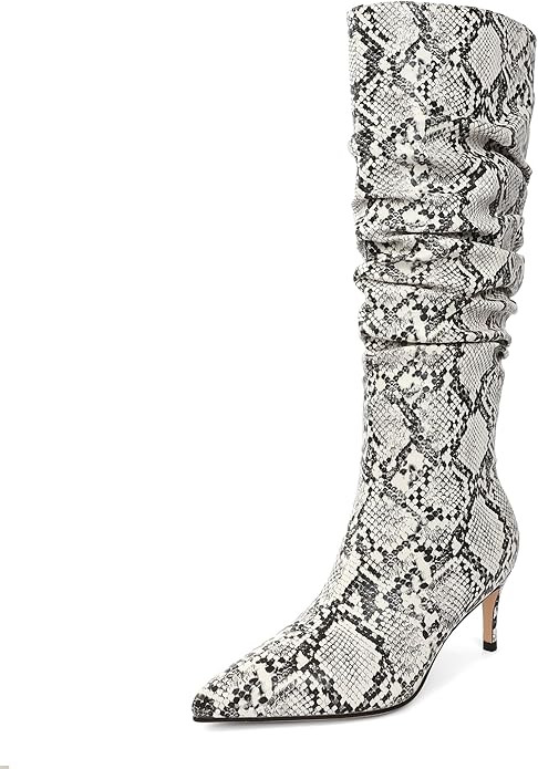 AUMOTED Womens Slouchy Knee High Boots Mid Calf Boots Kitten Heel Pointed Toe 2.5 Inch Heeled Boo... | Amazon (US)