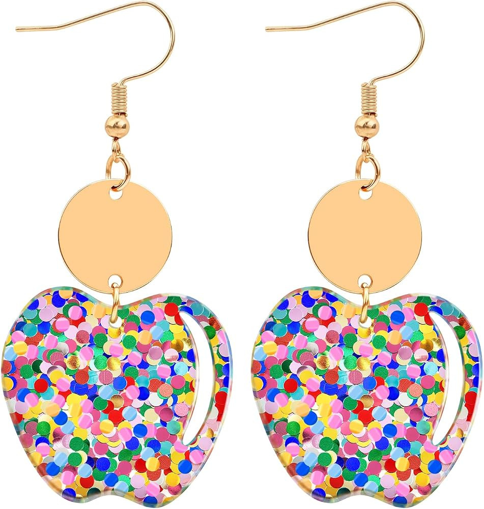 Teacher's Earrings for Women - Cute Pink Apple Earrings for Teacher Appreciation Day Birthday Gif... | Amazon (US)