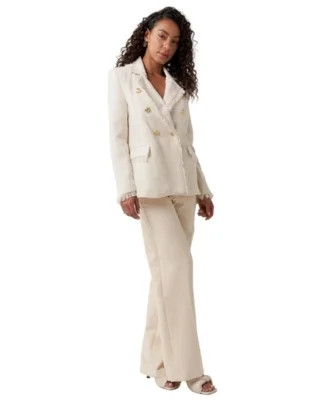 Blazer Tweed Liso Franja Allmaria Off-white | Dafiti (BR)