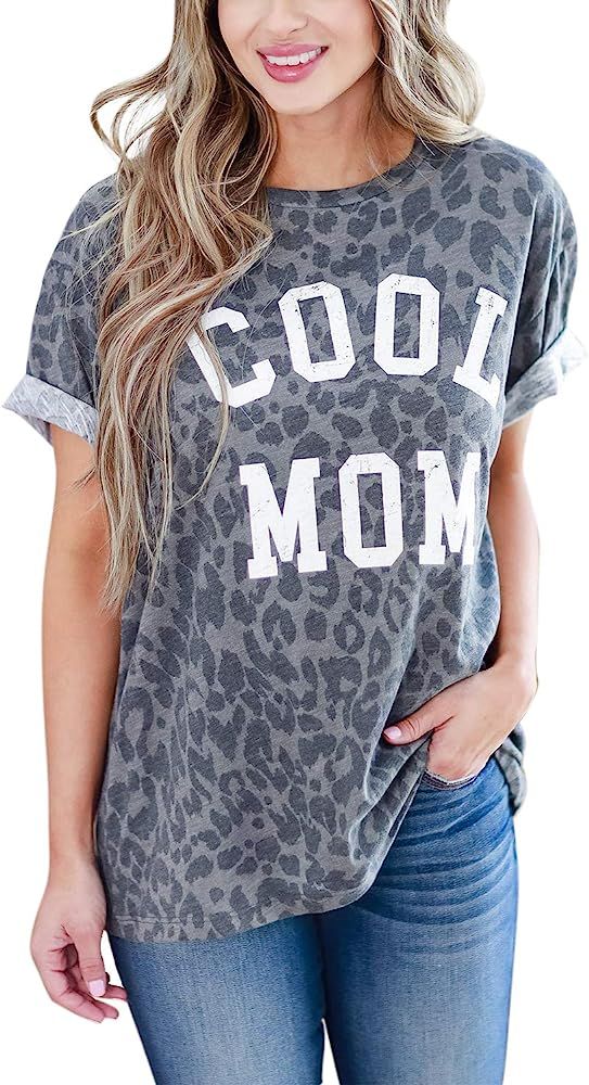 Blooming Jelly Women's Leopard Print Top Cool Mom Short Sleeve Casual Loose T Shirts | Amazon (US)
