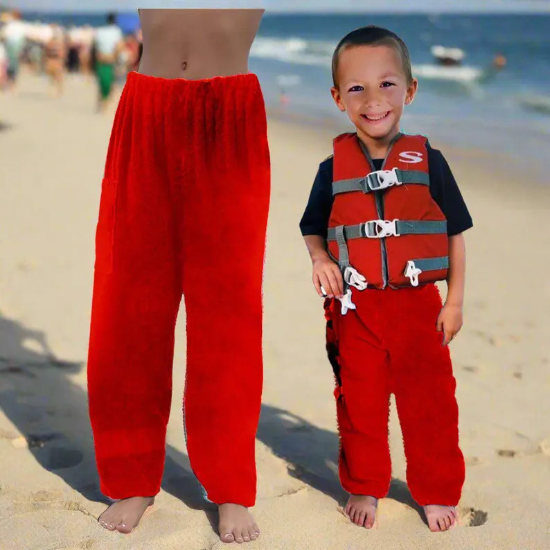 Towel Pants - RED - IN STOCK Fast Shipping - Beach, Swimming, Resortwear, Boys, Girls, Adults | Etsy (Global)