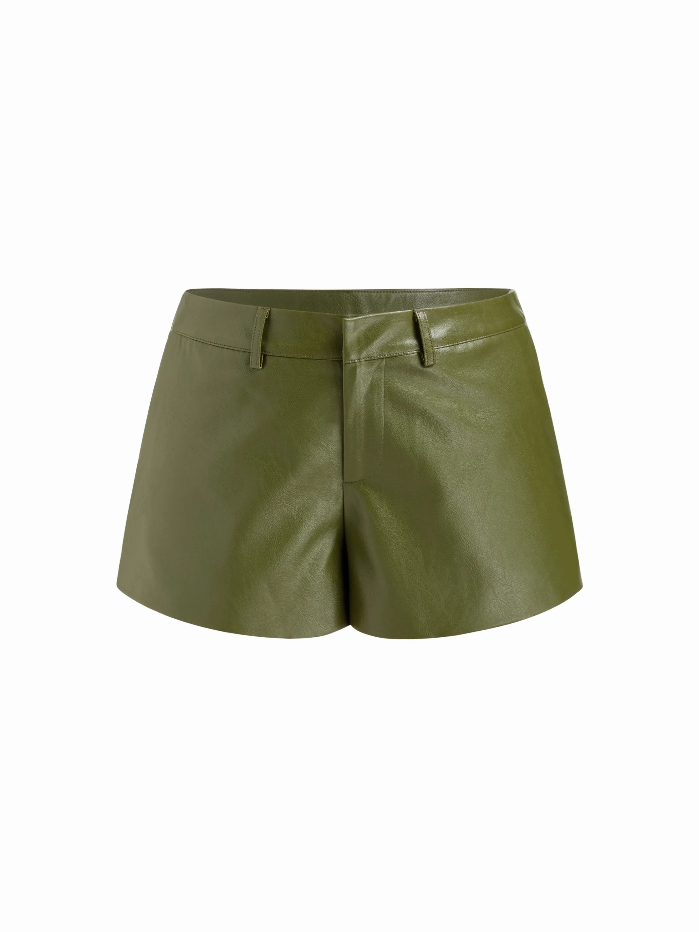 Faux Leather Faux Leather Low Rise Shorts For Daily Casual | Cider
