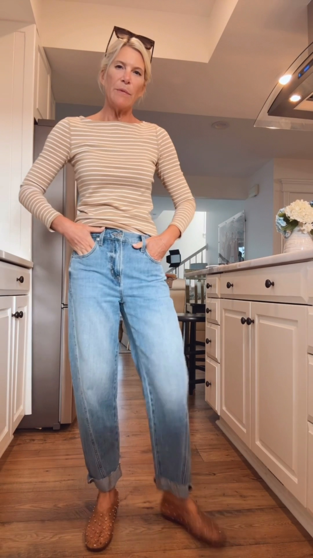 This is my go-to movie theater outfit for a chilly summer night! 🎬 A classic striped tee, boyfriend jeans, comfy Kellie flats, and a light pink cashmere wrap make the perfect combination of cozy and polished for date nights, movies, travel, or casual weekends.

❤️ Heart = Support my posts
🔖 Save = Get sale & restock alerts
🛍️ Follow me on LTK for more effortless style.

#LTKootd #LTKOver40 #LTKSeasonal
