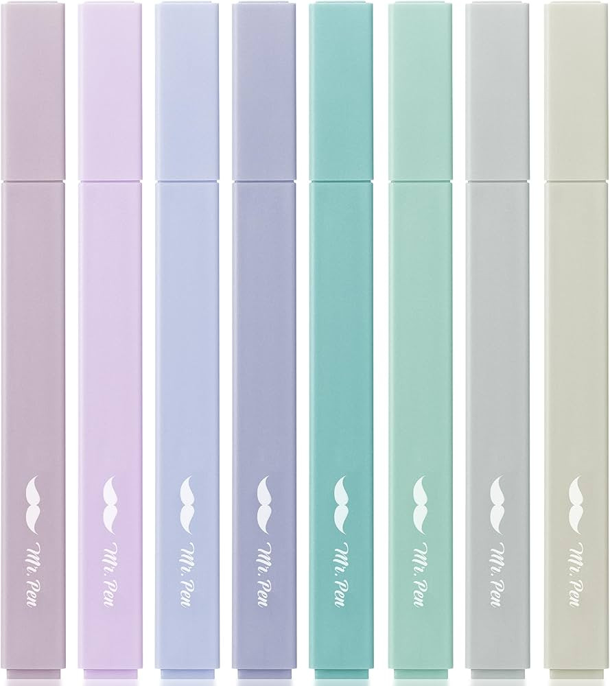 Mr. Pen- Aesthetic Highlighters, 8 pcs, Chisel Tip, Pastel Colors, Cute Highlighters Assorted Col... | Amazon (US)