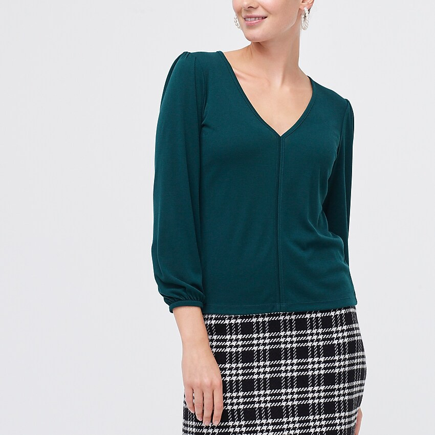 Drapey ribbed V-neck top | J.Crew Factory