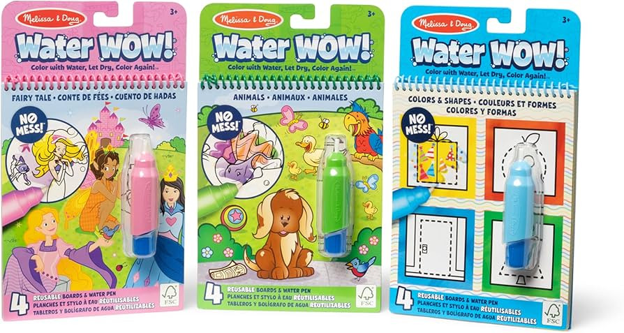 Melissa & Doug Water Wow! 3-Pack – Colors & Shapes, Fairy Tales, Animals Water Reveal Travel Ac... | Amazon (US)