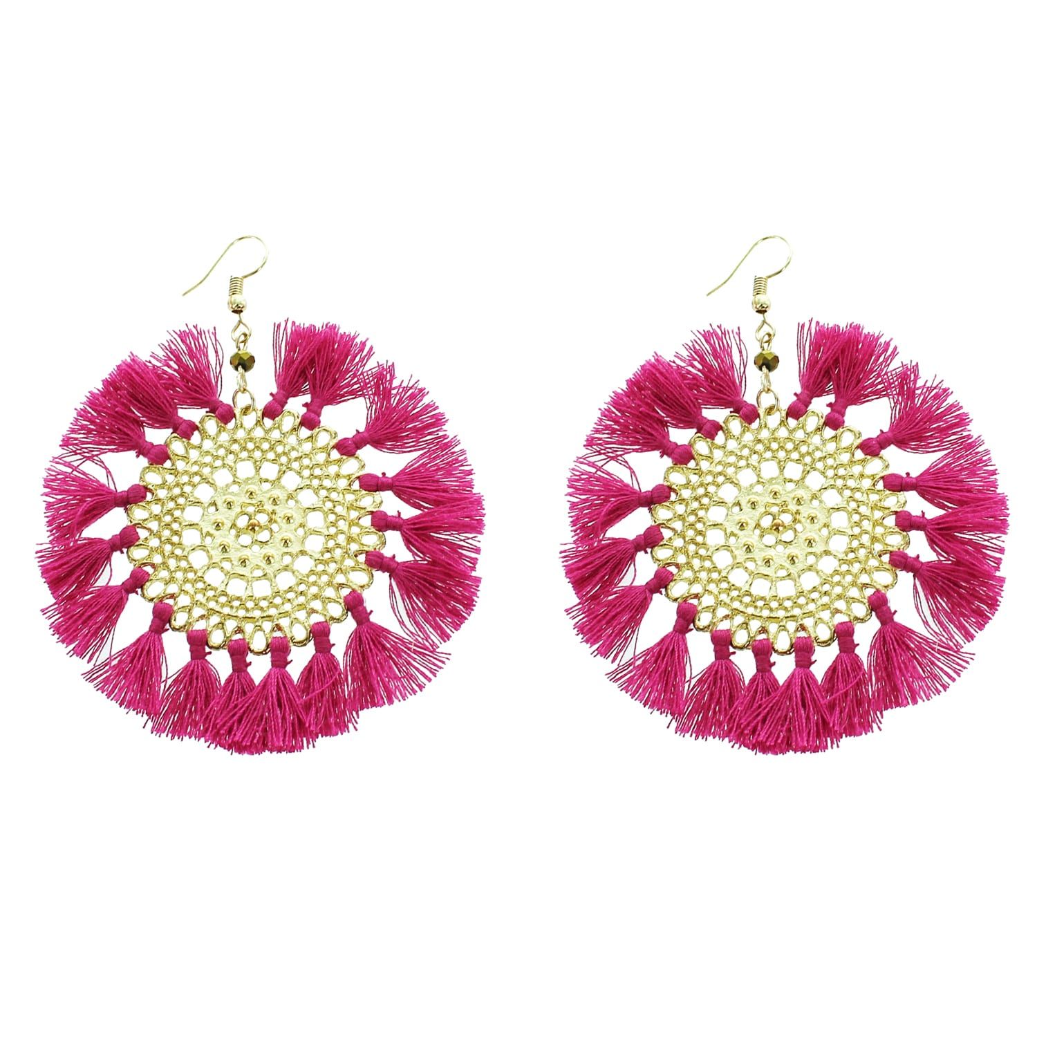 Pink Tassel Filagree Earrings | Panacea