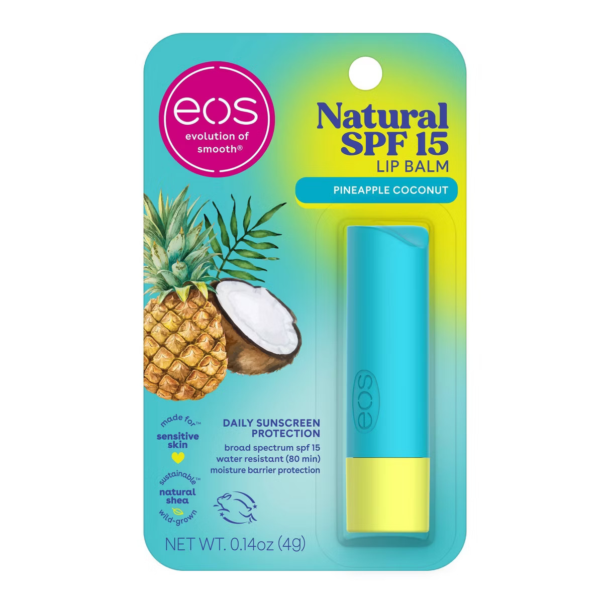 eos Sun Protect Lip Balm - SPF 15- Pineapple Coconut - 0.14oz | Target