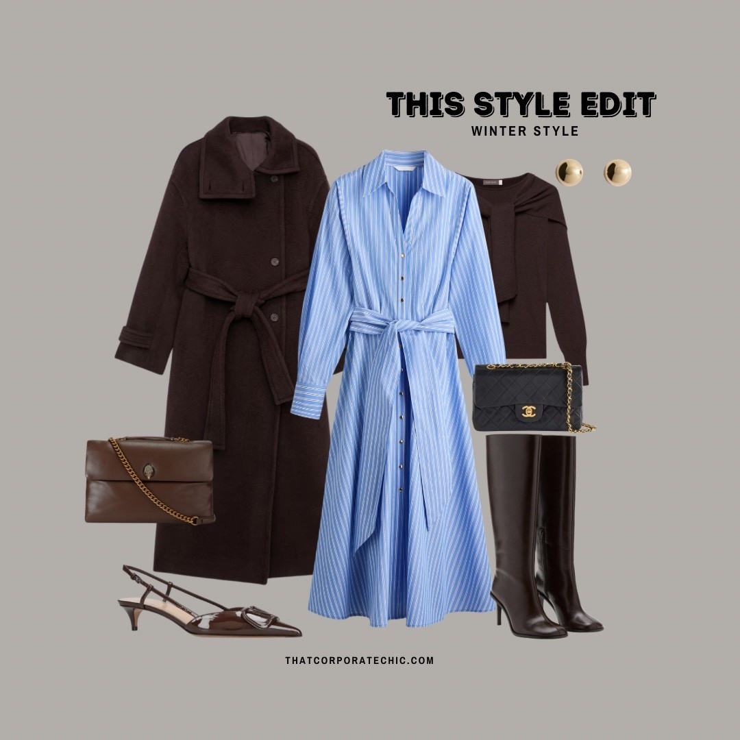 Styling a striped dress for an elevated winter workwear/ office look, elevated day wear
Brown coat
Brown boots
Wear now wear later for spring 

#LTKdresses #LTKstyletip #LTKworkwear