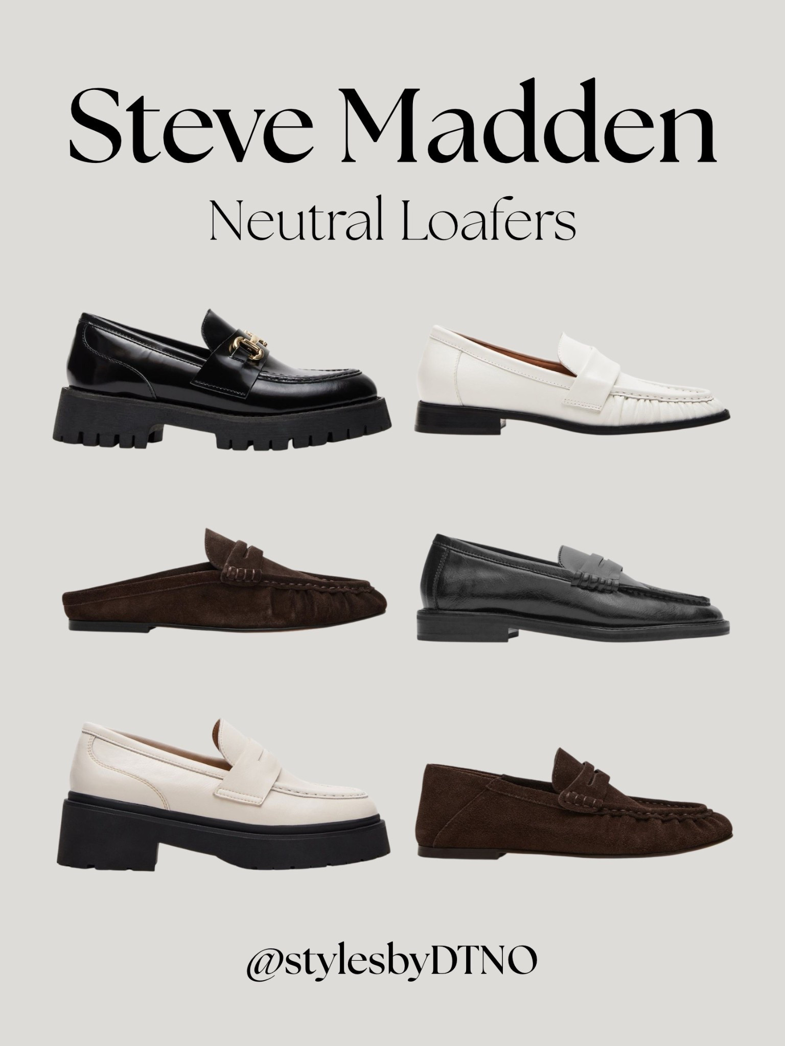 Black, brown, and white loafers from Steve Madden!! The white pairs are currently 50% off while also being a great shoewear choice for spring (scroll below for more options)

Tags: Spring Fashion, New Arrivals, Best Sellers, Stylist Picks, Fashion Finds 2026, Outfit Ideas, Back In Stock, Wardrobe Essentials, Penny Loafers, Faux Suede Loafers, Platform Lug Loafers, Slip On Mules, Affordable Fashion ,

#LTKSaleAlert #LTKSeasonal #LTKootd
