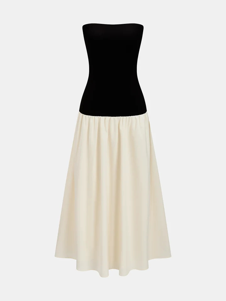 Contrast Color Tube Long Dress | Commense