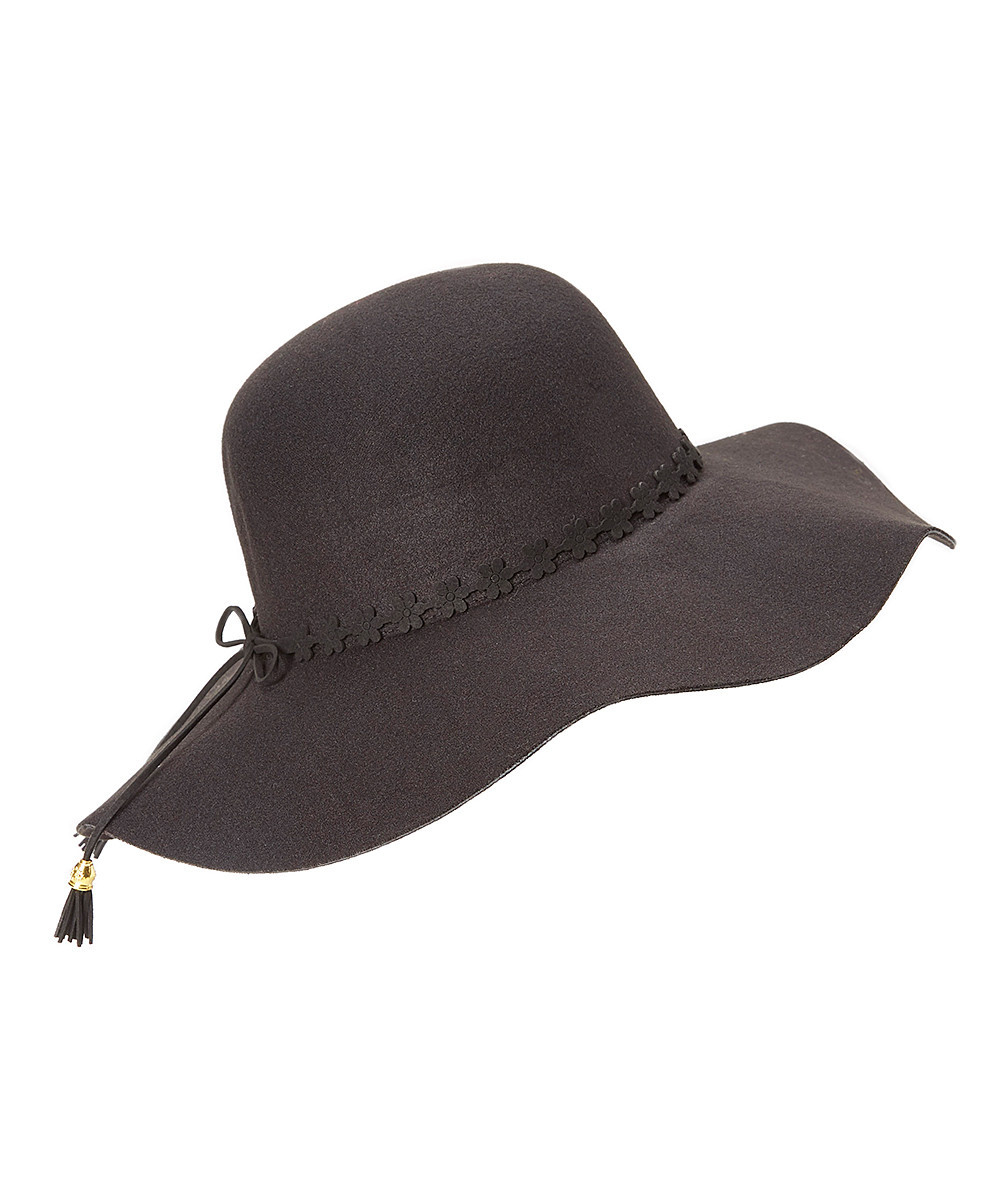 Jeanne Simmons Accessories Women's Winter Hats BLACK - Black Flower-Band Floppy Hat | Zulily