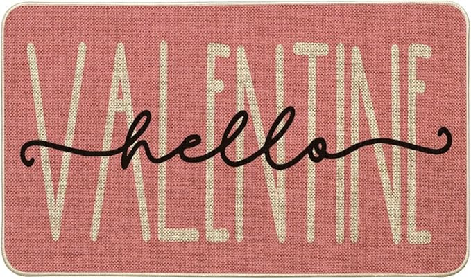 Artoid Mode Hello Valentine Pink Valentine's Day Doormat, Anniversary Wedding Home Decor Low-Prof... | Amazon (US)
