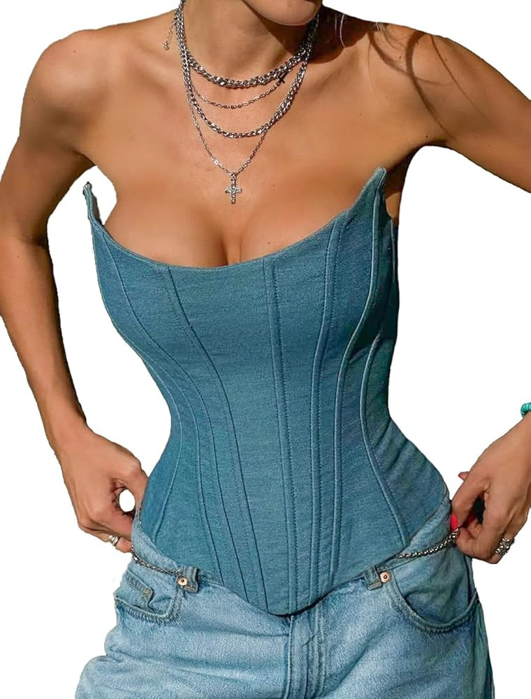 Perfect Corset NYC OVERBUST Satin Corset Top Lace up with 15 Steel Boned | Amazon (US)