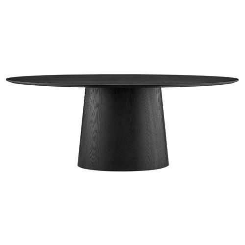 Caius Mid Century Modern Black Ash Veneered Oval Pedestal Dining Table - 79"W | Kathy Kuo Home