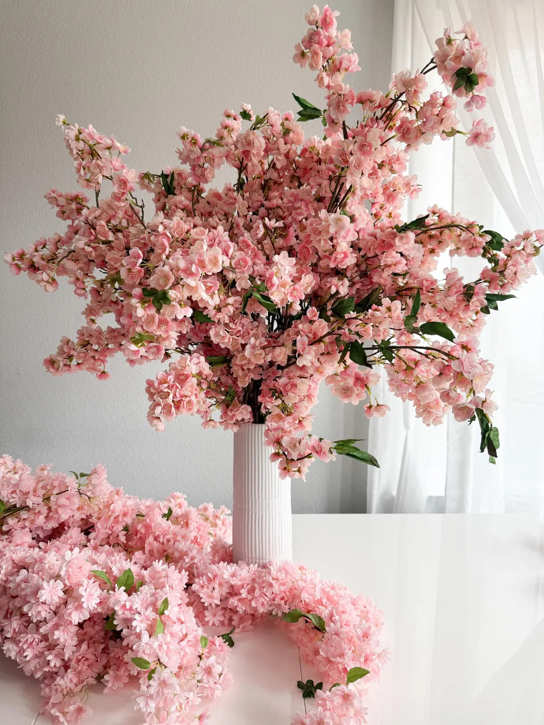 39" Artificial Cherry Blossom branch in Blush Pink, Faux Spring Flowers, DIY Centerpiece |Florals... | Etsy (US)