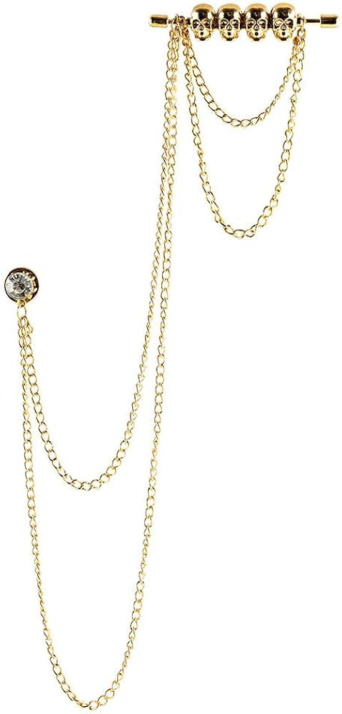 Retro Skull Suit Pin with Double Hanging Chains Brooch Collar Lapel Pin for Men Shirt Suit Tuxedo... | Amazon (US)