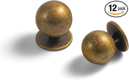 Juego de 12 pomos redondos de latón antiguo para gabinete, accesorios retro y minimalistas para ... | Amazon (US)