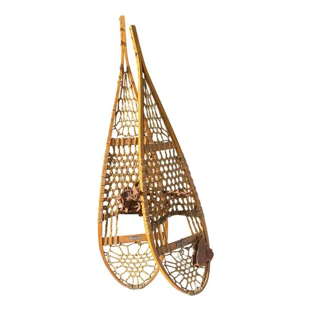 Vintage Wooden Rawhide Snowshoes - Set of 2 | Chairish