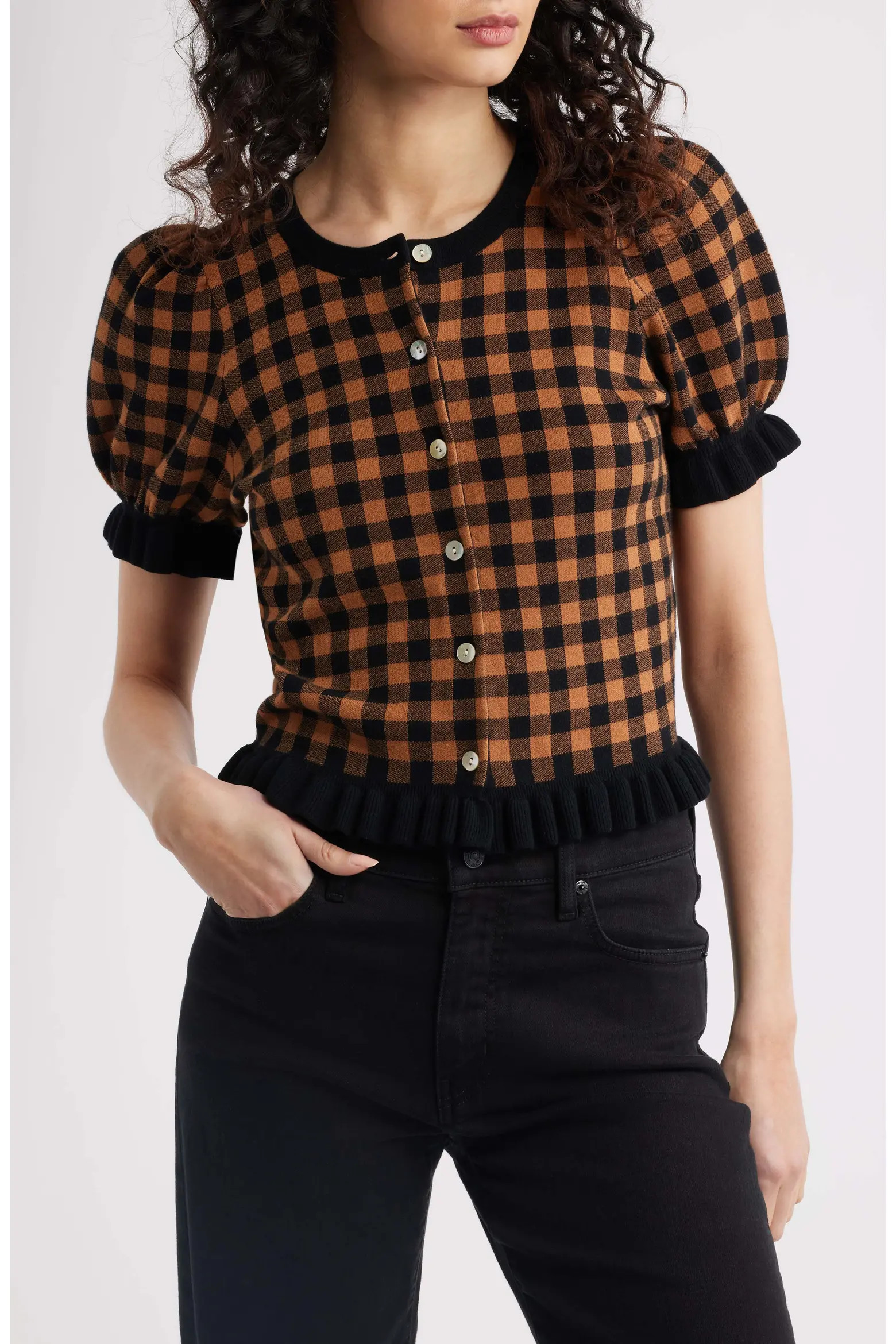 Lora Gingham Short Sleeve Cardigan (Women) | Nordstrom | Nordstrom