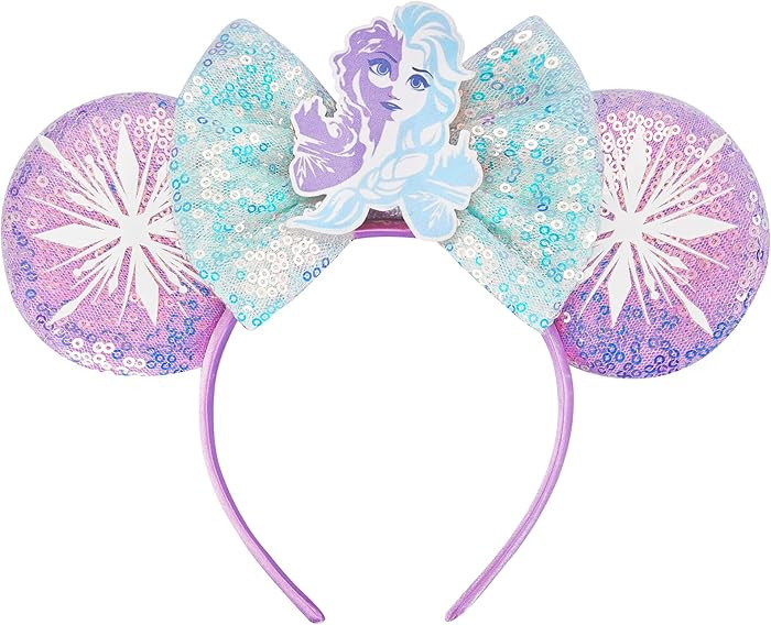 Pink Mouse Ears Headband, Silver Birthday Hairband Purple Iridescent Princess Costume Party Decor... | Amazon (US)