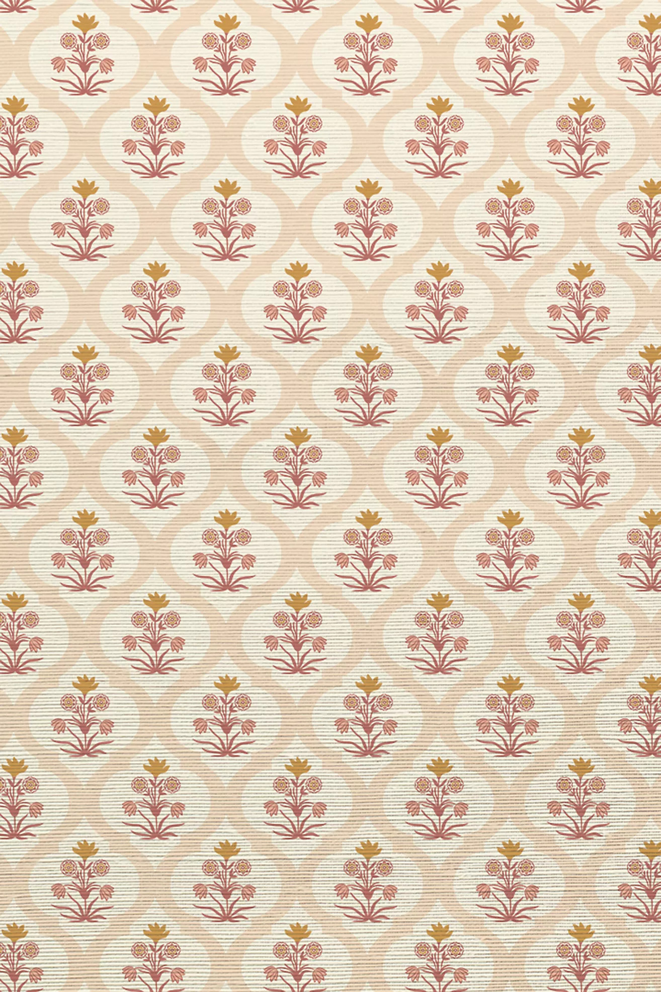 Ogee Garden Printed Grasscloth Wallpaper | Anthropologie (US)