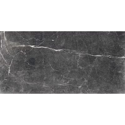 American Villa  Noir Black Veined 12-in x 24-in Glazed Porcelain Marble Stone Look Floor and Wal... | Lowe's