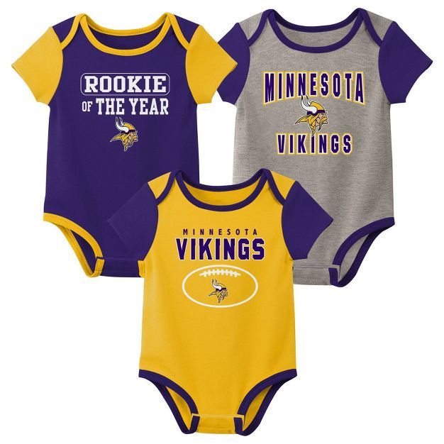 NFL Minnesota Vikings Baby Boys' 3pk Bodysuit Set | Target