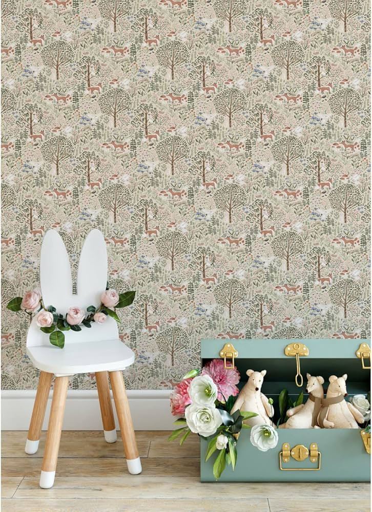 RoomMates RMK12591PLW Clara Jean Folklore Forest Peel and Stick Wallpaper, Almond/Vintage | Amazon (US)