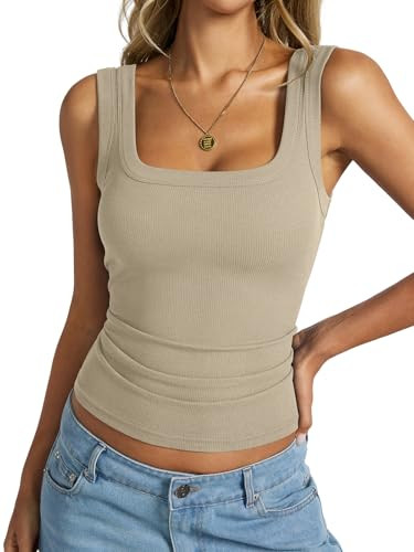 EasyGala Womens Cotton Ribbed Square Neck Tank Tops Basic Backless Camisole Sleeveless Slim Fit W... | Amazon (US)