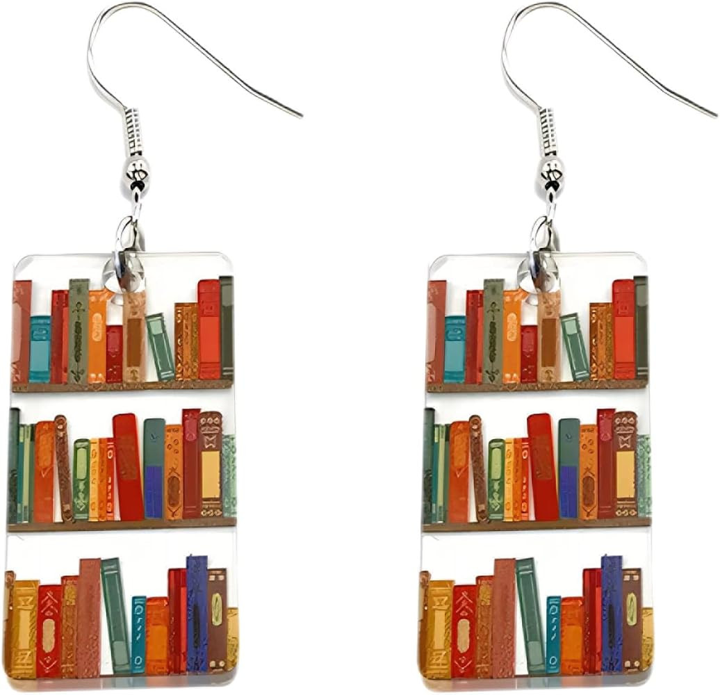 Book Earrings for Women Teacher Earrings Book Lover Earring Goodwill Librarian Earring Acrylic Da... | Amazon (US)