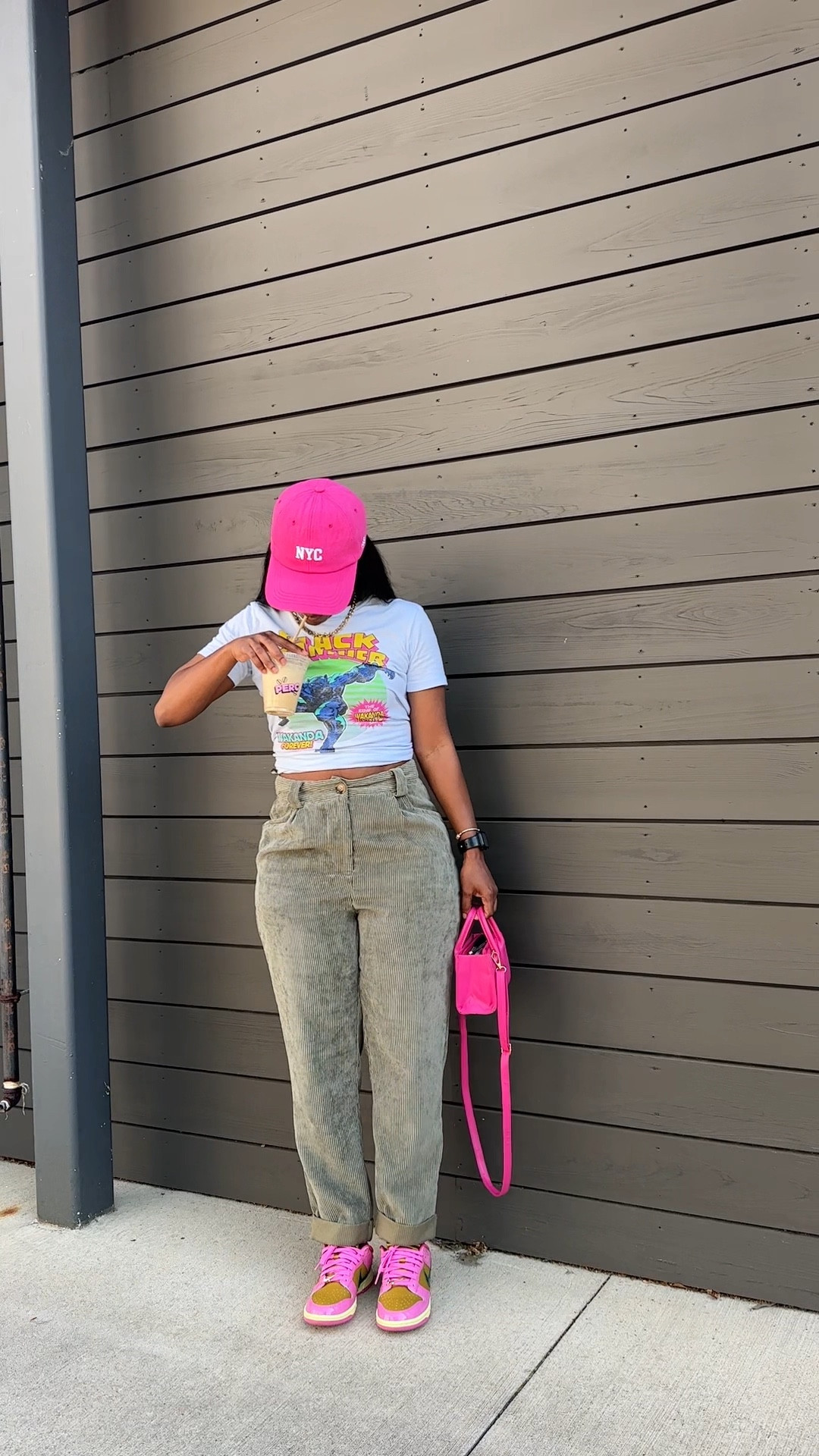 Graphic tee and corduroy pants outfit

I’m wearing a light blue Black Panther graphic tee with olive green corduroy pants.

I styled this casual outfit with a pop of color, pink baseball hat and pink mini crossbody bag.

I’m wearing Nike dunk low x Parris Goebel



#LTKStyleTip #LTKShoeCrush #LTKFindsUnder100