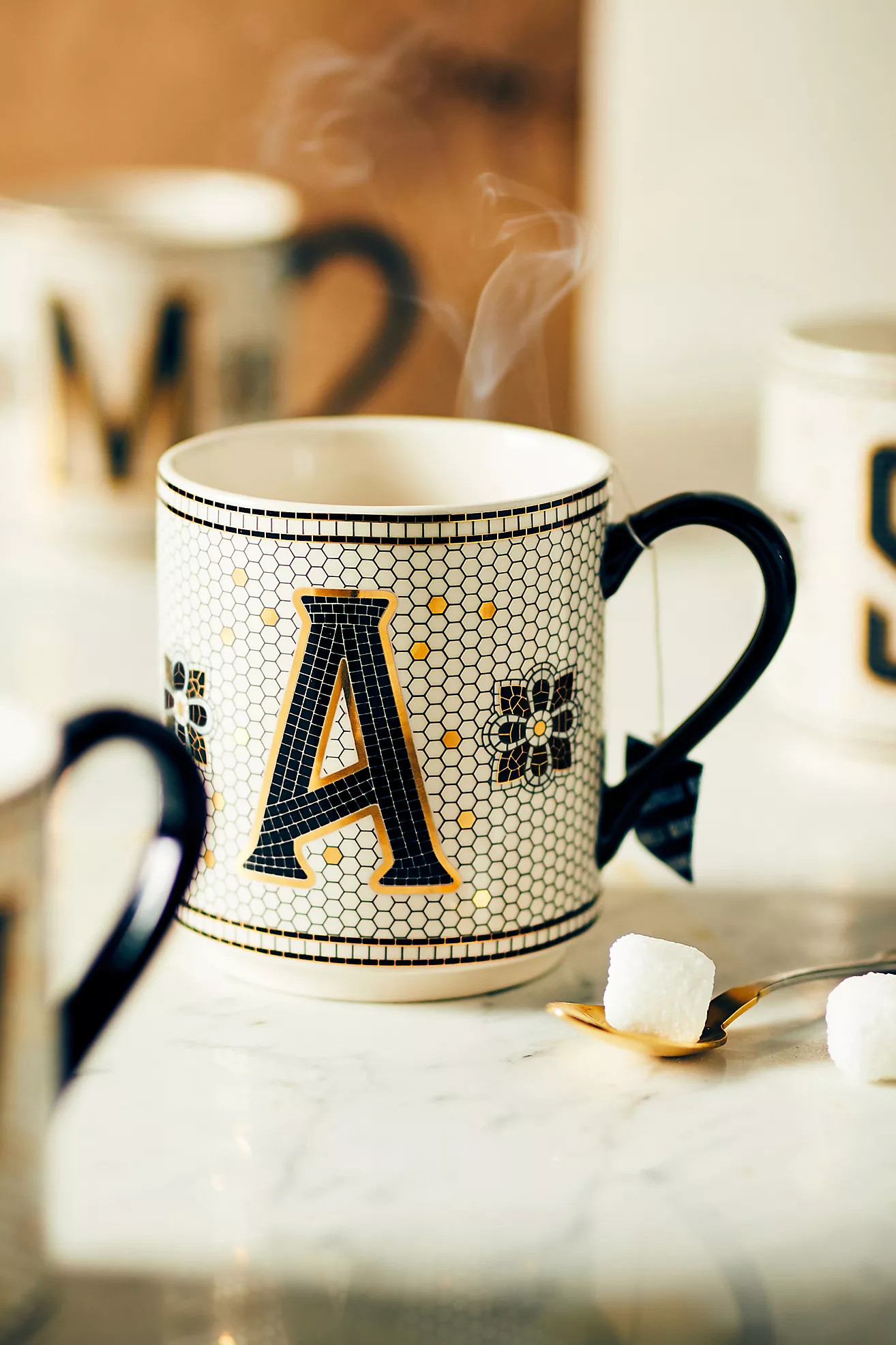 The Bistro Tile Stoneware Mug: Monogram Edition | Anthropologie (US)
