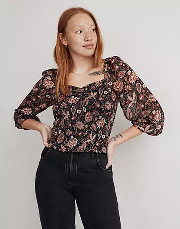 Lucie Smocked Top in Floral | Madewell
