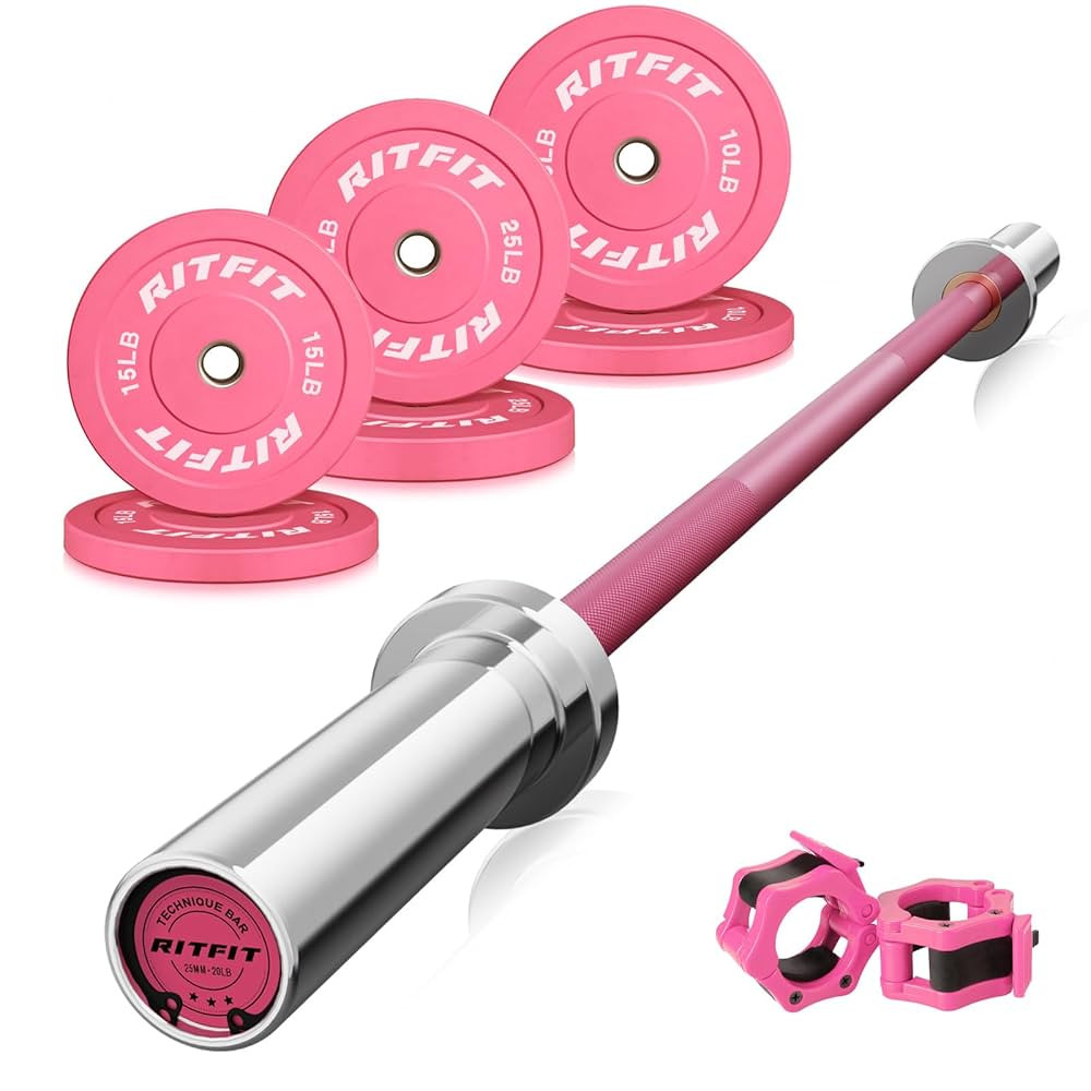 RitFit Barbell Weight Set - 4/6FT Olympic Barbell with Weight Plates (55-275LB Total) - Weightlif... | Amazon (US)