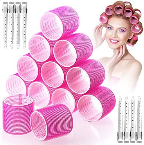 Jumbo Hair Curlers Rollers, Gikasa 24Pcs Big Hair Rollers Set Hair Curlers Self Grip Holding Roll... | Amazon (US)