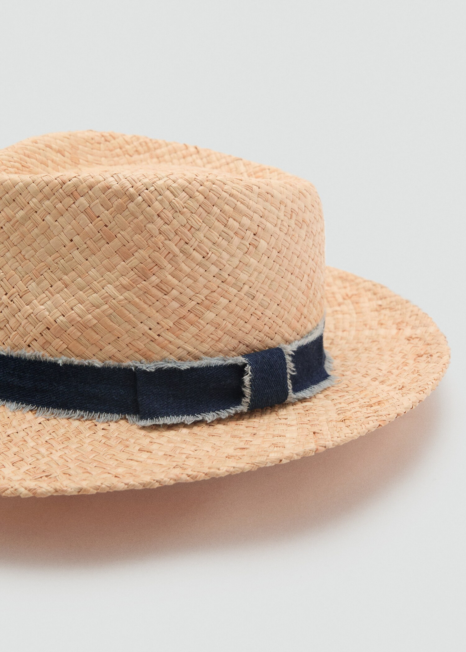 Raffia hat with denim bow - Women | MANGO United Kingdom | MANGO (UK)
