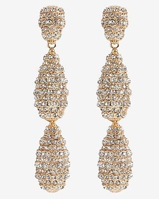 Tiered Rhinestone Oval Drop Earrings | Express