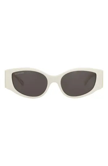 Balenciaga 56mm Oval Sunglasses in White White Grey at Nordstrom Rack | Nordstrom Rack