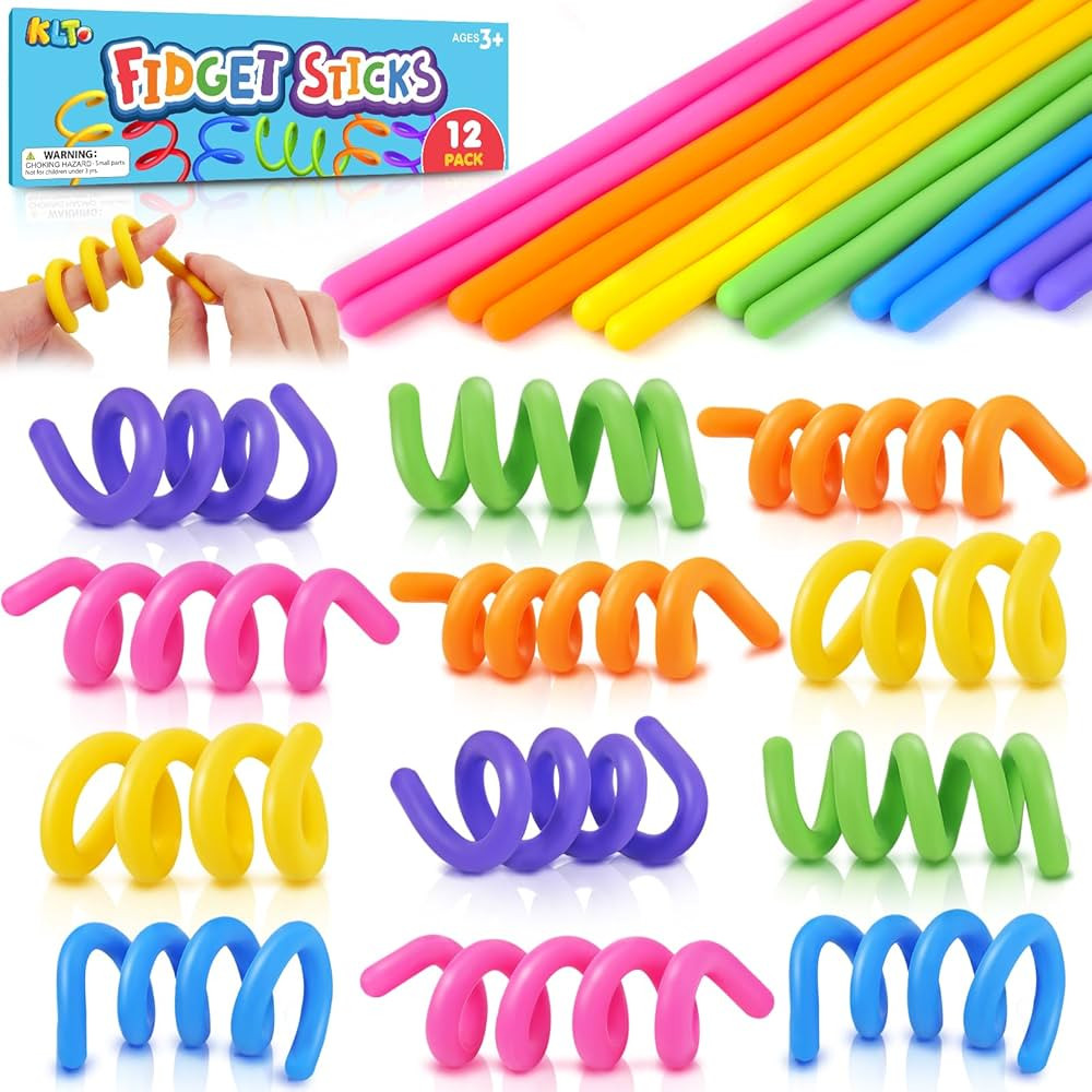 Fidget Toys Sensory Sticks for Kids: 12 Pack Sensory Toys for Kids with Autism Calm Down - Quiet ... | Amazon (US)